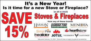 Save 15% on all in stock Stoves and Fireplaces